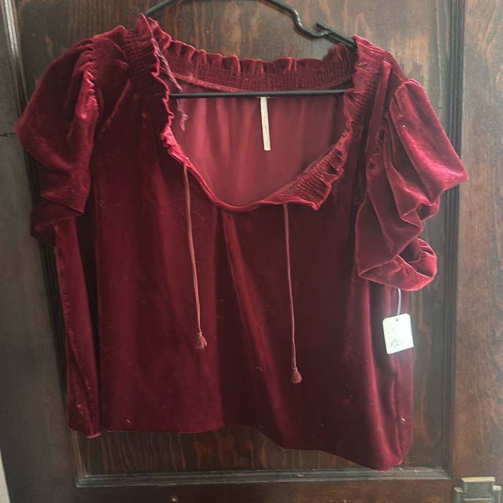 Free People Velvet Top 
Maroon, Size S
